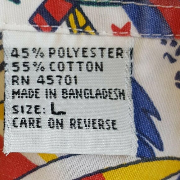 Huntington Ridge Vtg Women's Top L Nautical White Short Sleeve Boats Button Fron - Picture 9 of 10